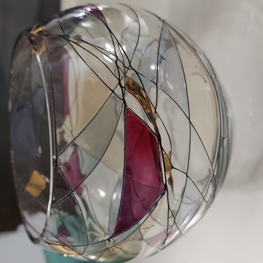 Vintage Calypso Mosaic Stain Glass Abstract Tealight Candle Votive Holder
